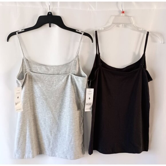 Set of 2 Just Be Camis Black Gray Size L NWT Adjustable Strap Cotton Blend - Picture 9 of 9